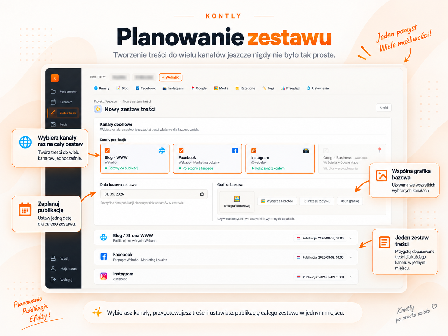 Kontly — Multi-Channel Composer i planowanie zestawu treści