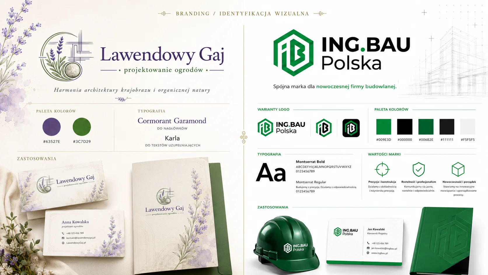 Identyfikacja wizualna marek Lawendowy Gaj i ING.BAU Polska
