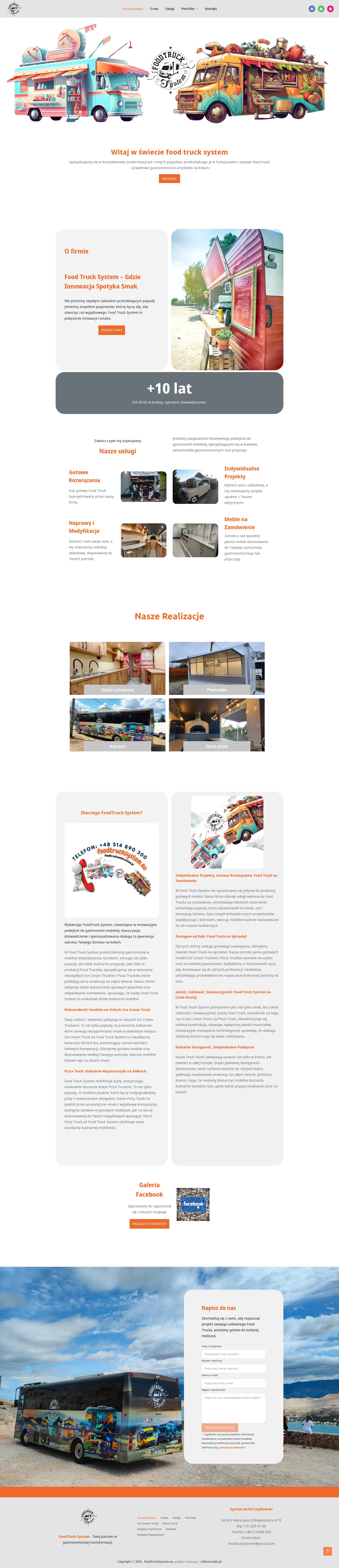 Screenshot strony Food Truck System