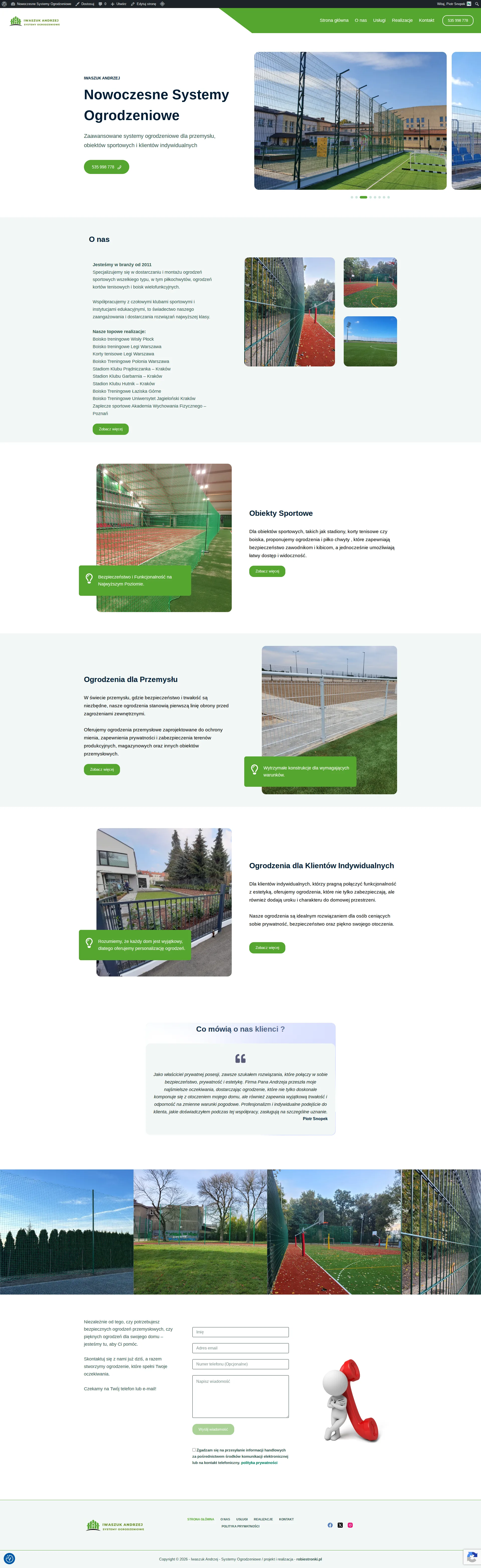 Screenshot strony Iwaszuk – Systemy Ogrodzeniowe