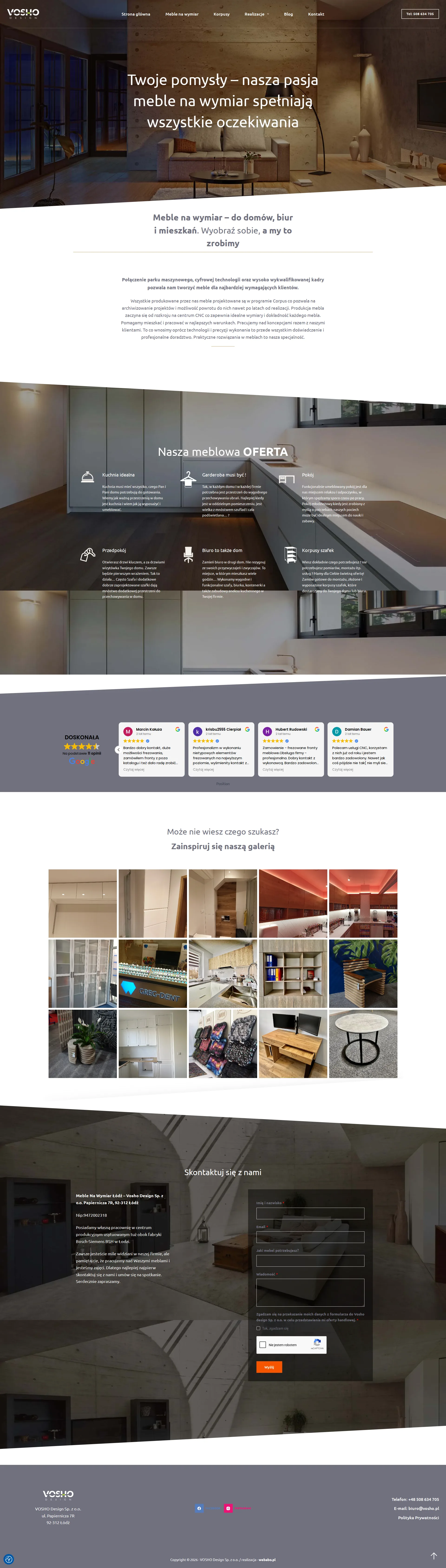 Screenshot strony VOSHO Design